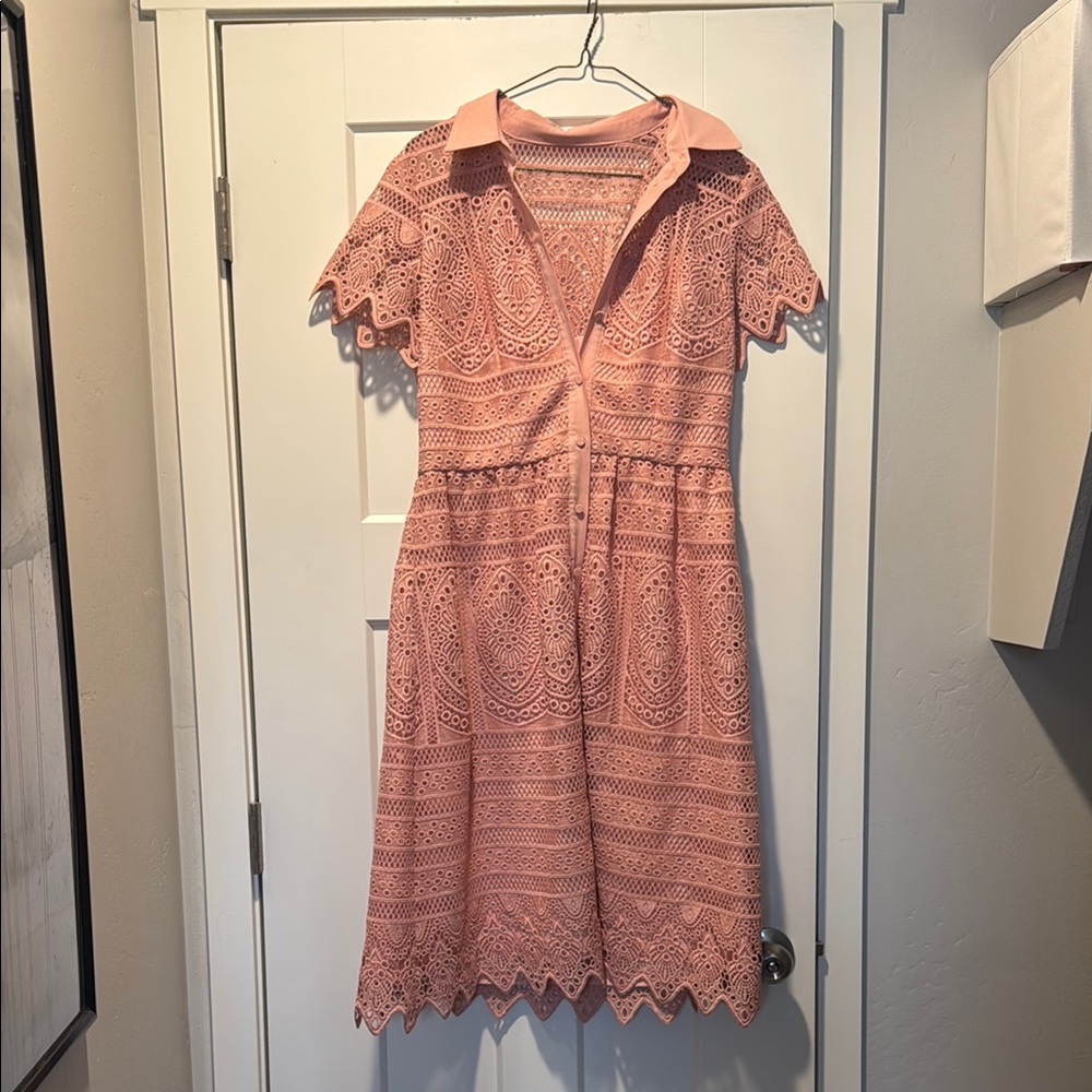 Elegant Pink Lace Dress